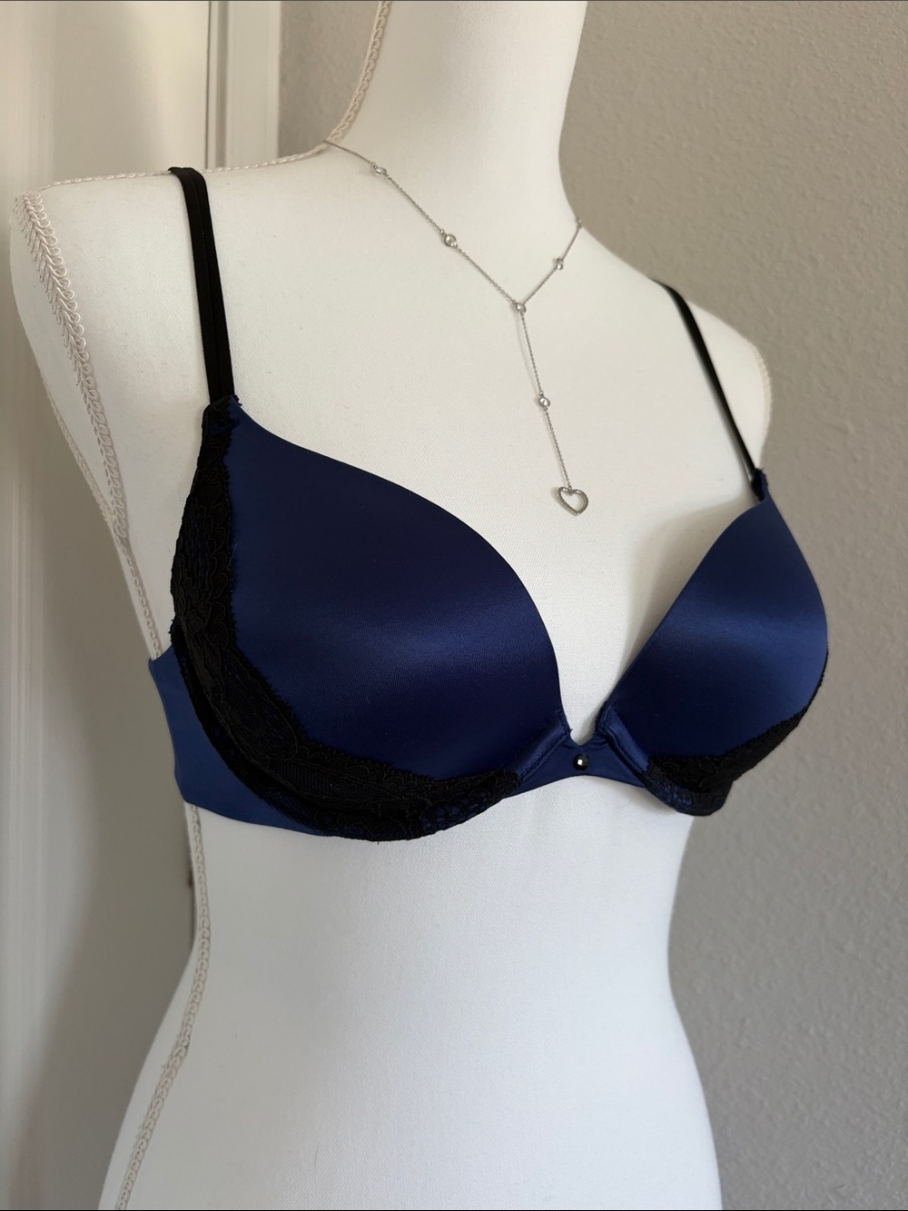 Victoria secret Navy Blue & Black Lace Push-Up Bra - Women Intimates